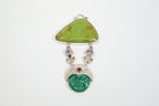 Vintage Turquoise Amethyst Malachite Garnet Sterling Silver Moon Face Pendant - Che Cose Belle
