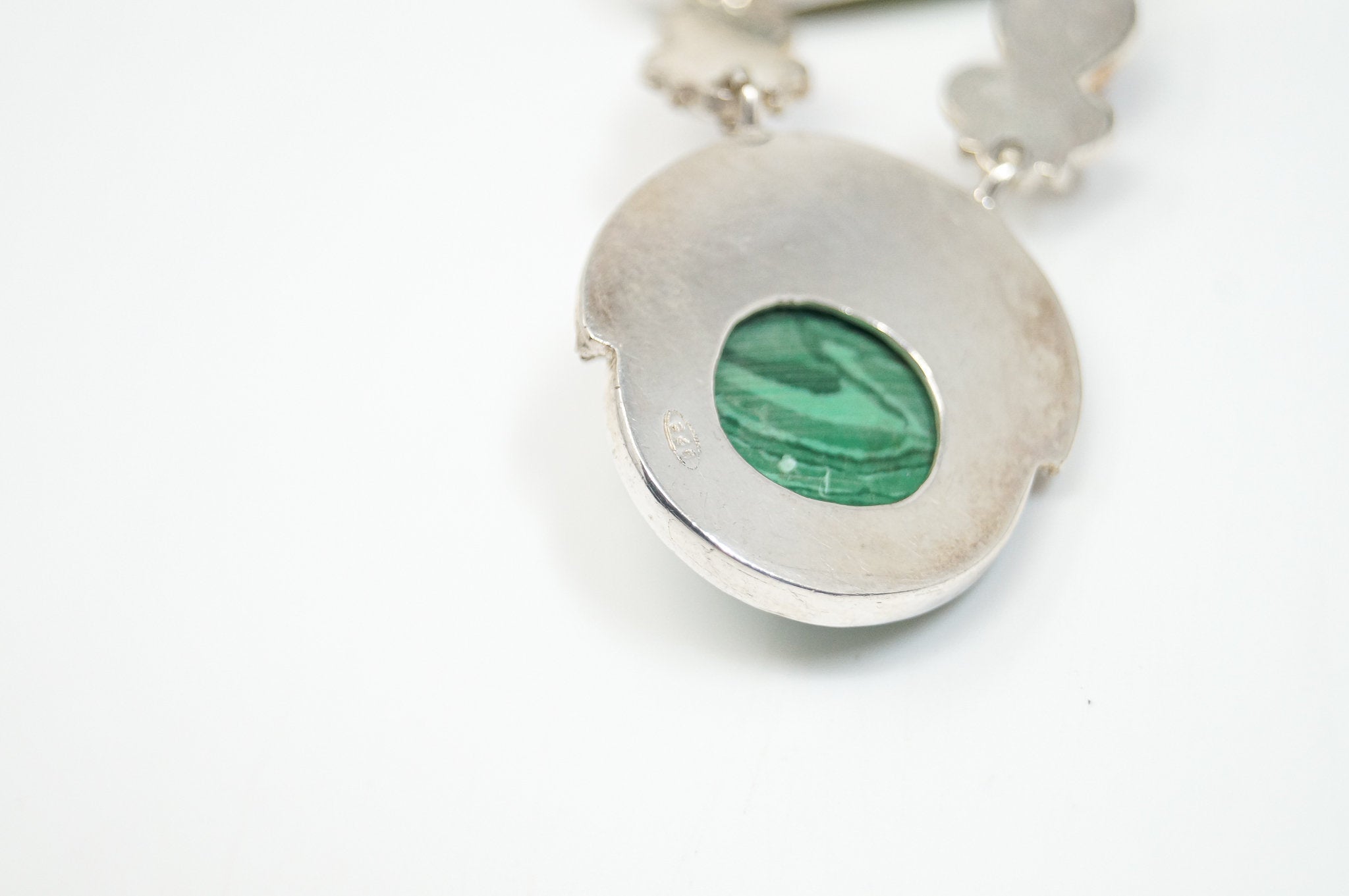 Vintage Turquoise Amethyst Malachite Garnet Sterling Silver Moon Face Pendant - Che Cose Belle