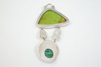 Vintage Turquoise Amethyst Malachite Garnet Sterling Silver Moon Face Pendant - Che Cose Belle