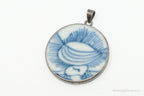 Vintage White Blue Ming Porcelain Sterling Silver Pendant - Che Cose Belle
