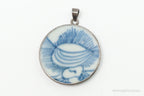 Vintage White Blue Ming Porcelain Sterling Silver Pendant - Che Cose Belle