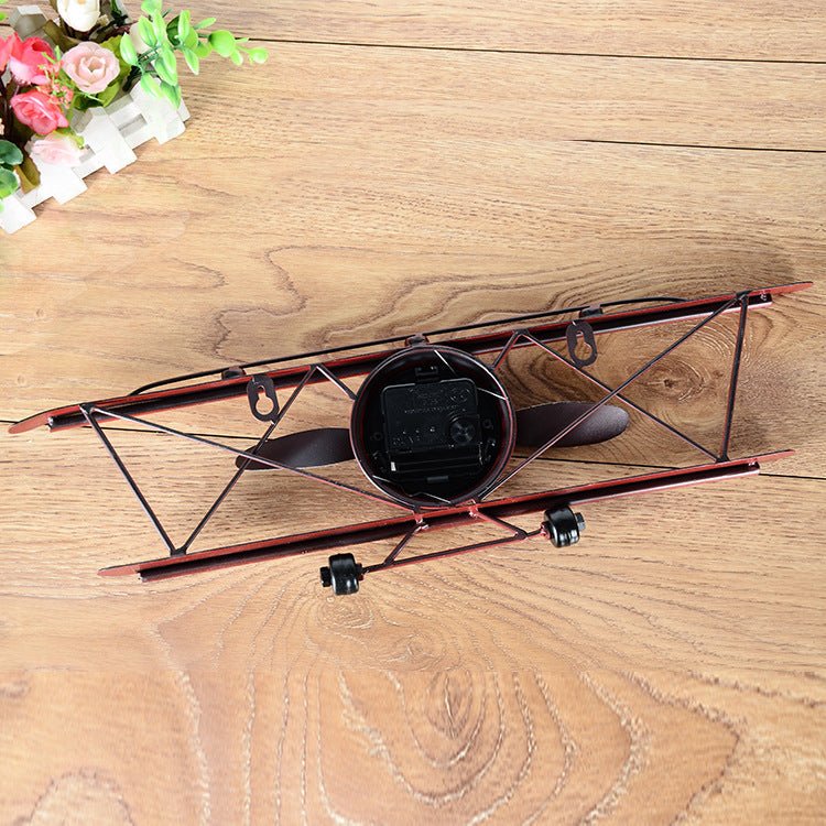 Vintage Wrought Iron Airplane Wall Decor Clock - Che Cose Belle