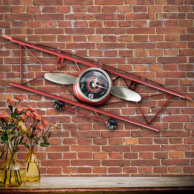 Vintage Wrought Iron Airplane Wall Decor Clock - Che Cose Belle