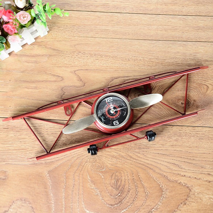 Vintage Wrought Iron Airplane Wall Decor Clock - Che Cose Belle