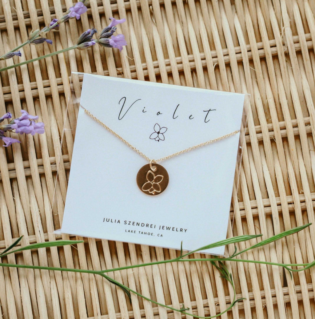 Violet Birth Flower Necklace for February - Che Cose Belle