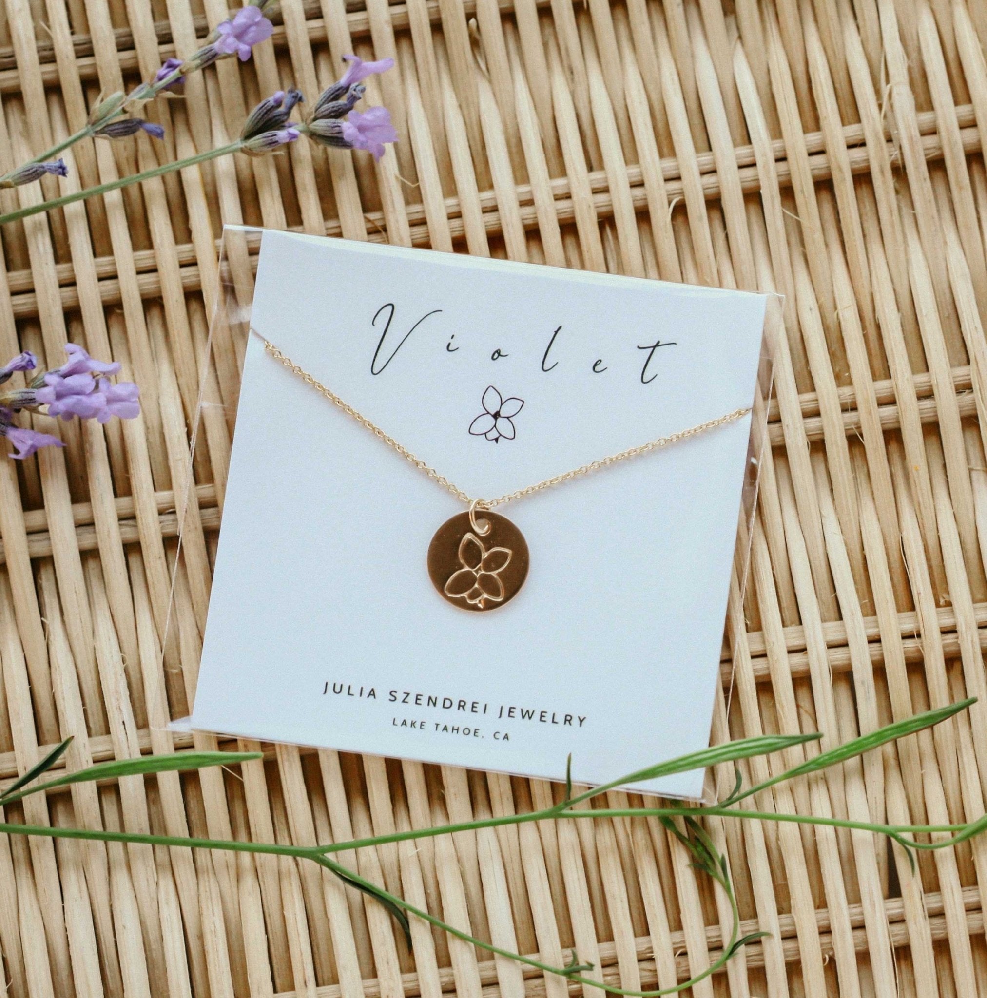 Violet Birth Flower Necklace for February - Che Cose Belle