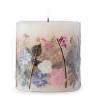 Violet Fern Pressed Flower Pillar Candle - Che Cose Belle
