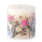 Violet Fern Pressed Flower Pillar Candle - Che Cose Belle