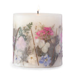 Violet Fern Pressed Flower Pillar Candle - Che Cose Belle