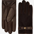 Violetta (dark brown) - Italian tweed women's gloves with touchscreen capability and adjustable snap button - Che Cose Belle