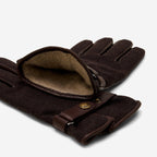 Violetta (dark brown) - Italian tweed women's gloves with touchscreen capability and adjustable snap button - Che Cose Belle