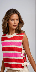Vivid Stripe Tie - Side Sweater Vest - Che Cose Belle