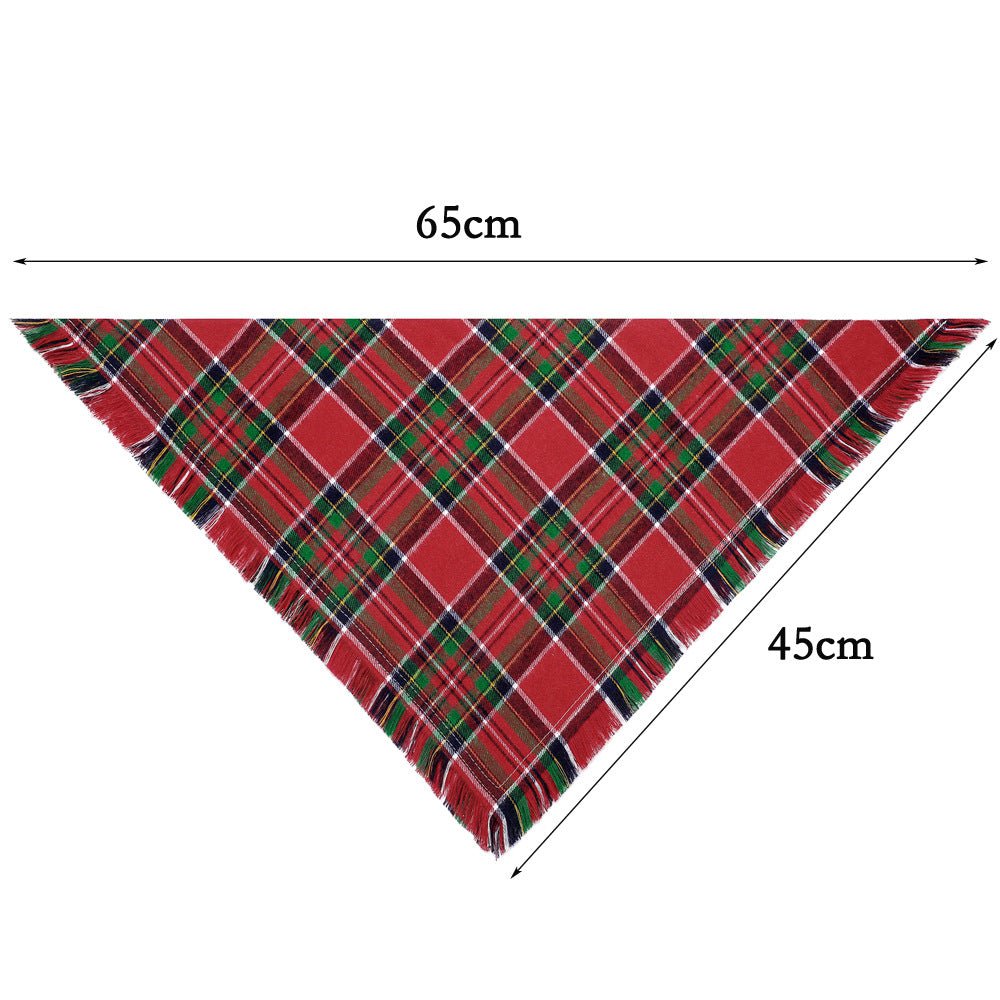 Vivifying Fall Dog Bandana With Tassels Edges Classic Plaid Triangle Dog Apparel Accessories Unny Dog Scarf Costume For Thanksgiving Photo Prop And Party Decor - Che Cose Belle