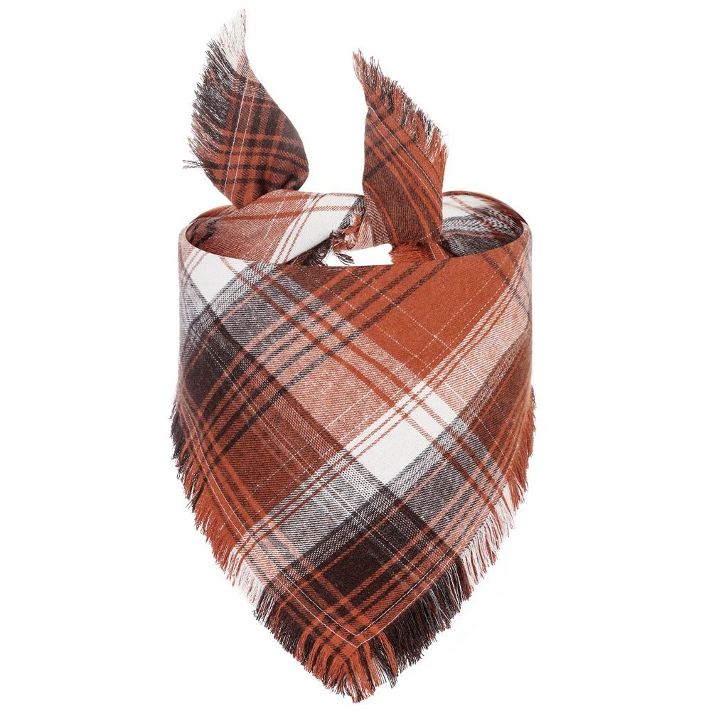 Vivifying Fall Dog Bandana With Tassels Edges Classic Plaid Triangle Dog Apparel Accessories Unny Dog Scarf Costume For Thanksgiving Photo Prop And Party Decor - Che Cose Belle