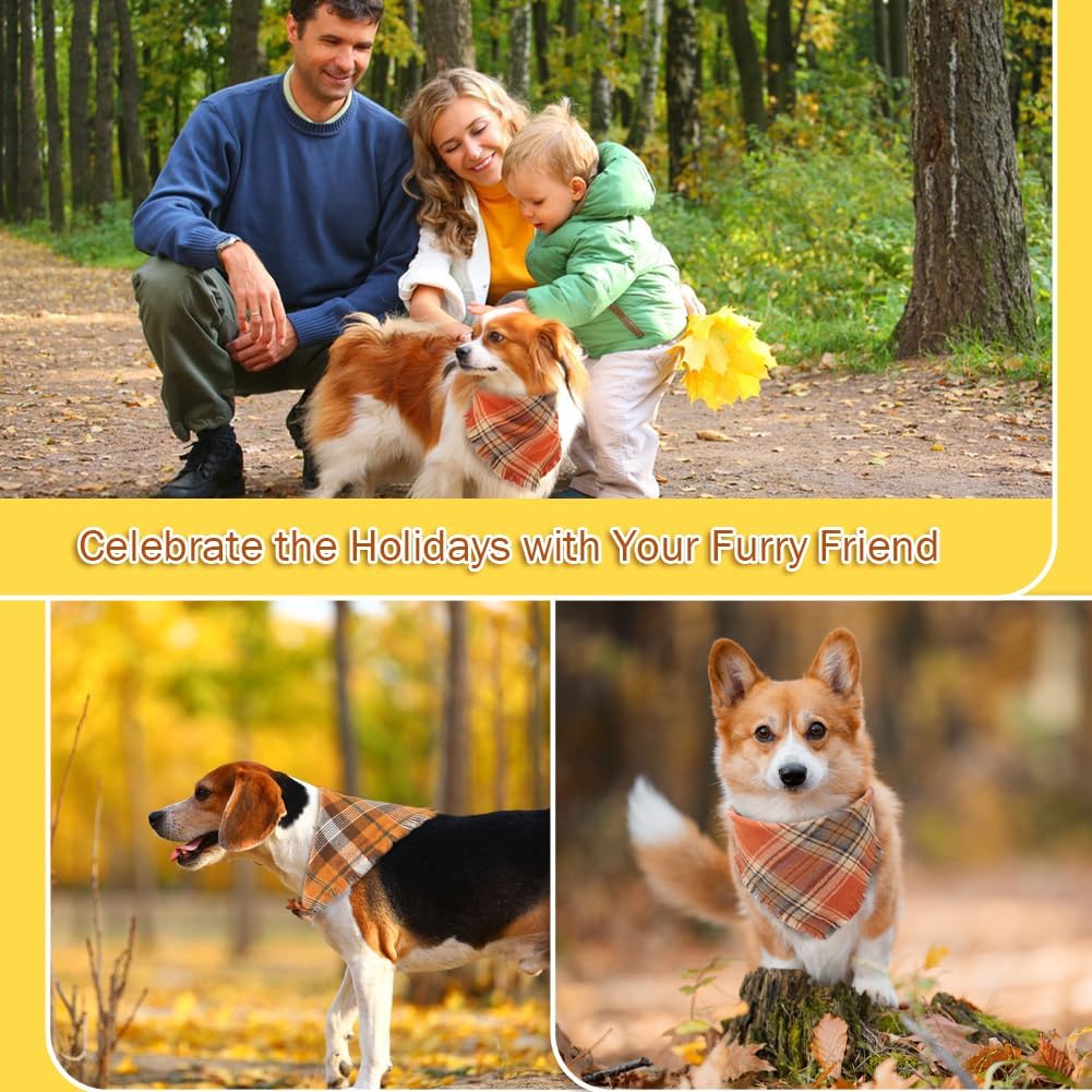 Vivifying Fall Dog Bandana With Tassels Edges Classic Plaid Triangle Dog Apparel Accessories Unny Dog Scarf Costume For Thanksgiving Photo Prop And Party Decor - Che Cose Belle