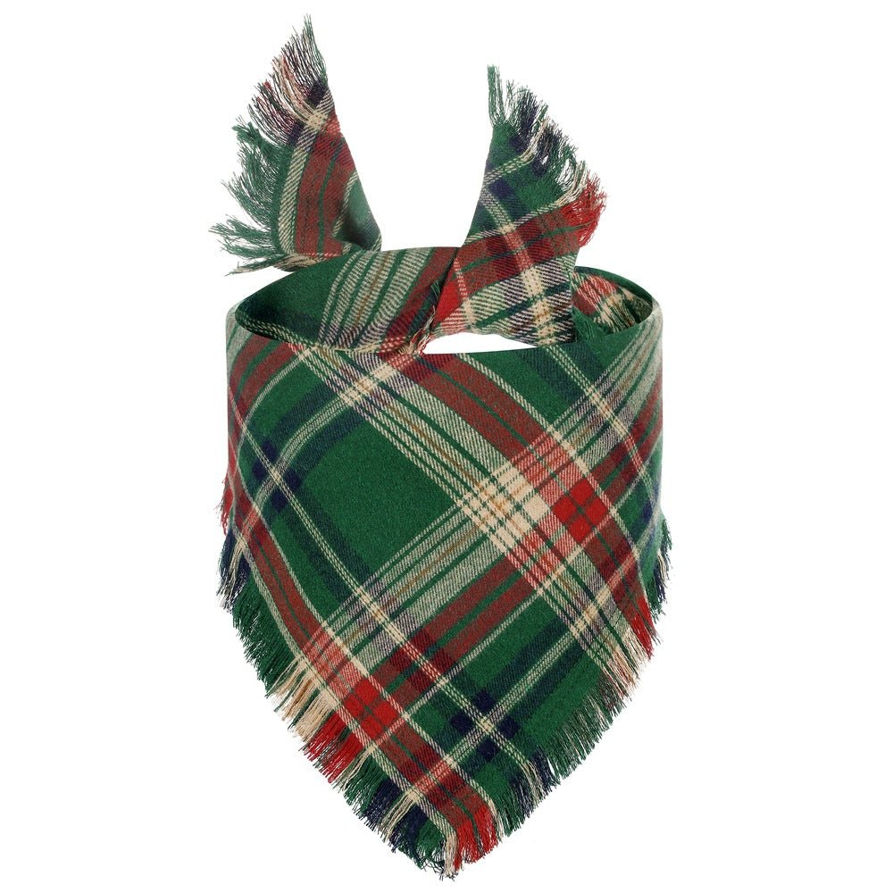 Vivifying Fall Dog Bandana With Tassels Edges Classic Plaid Triangle Dog Apparel Accessories Unny Dog Scarf Costume For Thanksgiving Photo Prop And Party Decor - Che Cose Belle