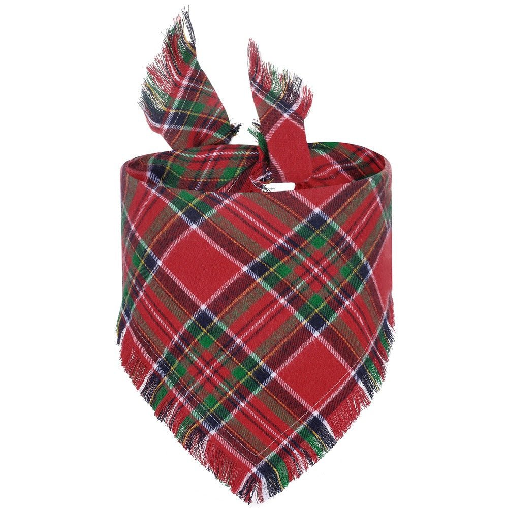 Vivifying Fall Dog Bandana With Tassels Edges Classic Plaid Triangle Dog Apparel Accessories Unny Dog Scarf Costume For Thanksgiving Photo Prop And Party Decor - Che Cose Belle