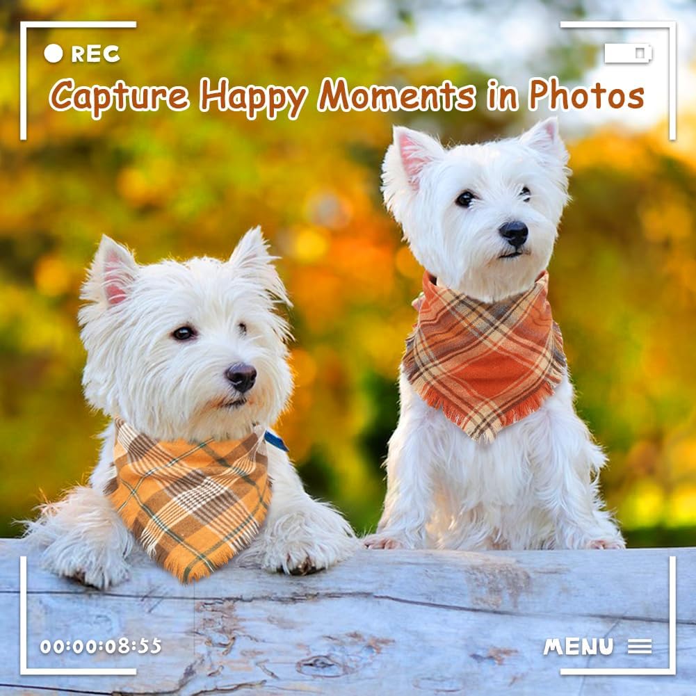 Vivifying Fall Dog Bandana With Tassels Edges Classic Plaid Triangle Dog Apparel Accessories Unny Dog Scarf Costume For Thanksgiving Photo Prop And Party Decor - Che Cose Belle
