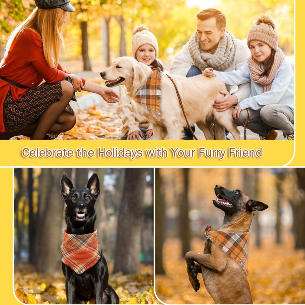Vivifying Fall Dog Bandana With Tassels Edges Classic Plaid Triangle Dog Apparel Accessories Unny Dog Scarf Costume For Thanksgiving Photo Prop And Party Decor - Che Cose Belle