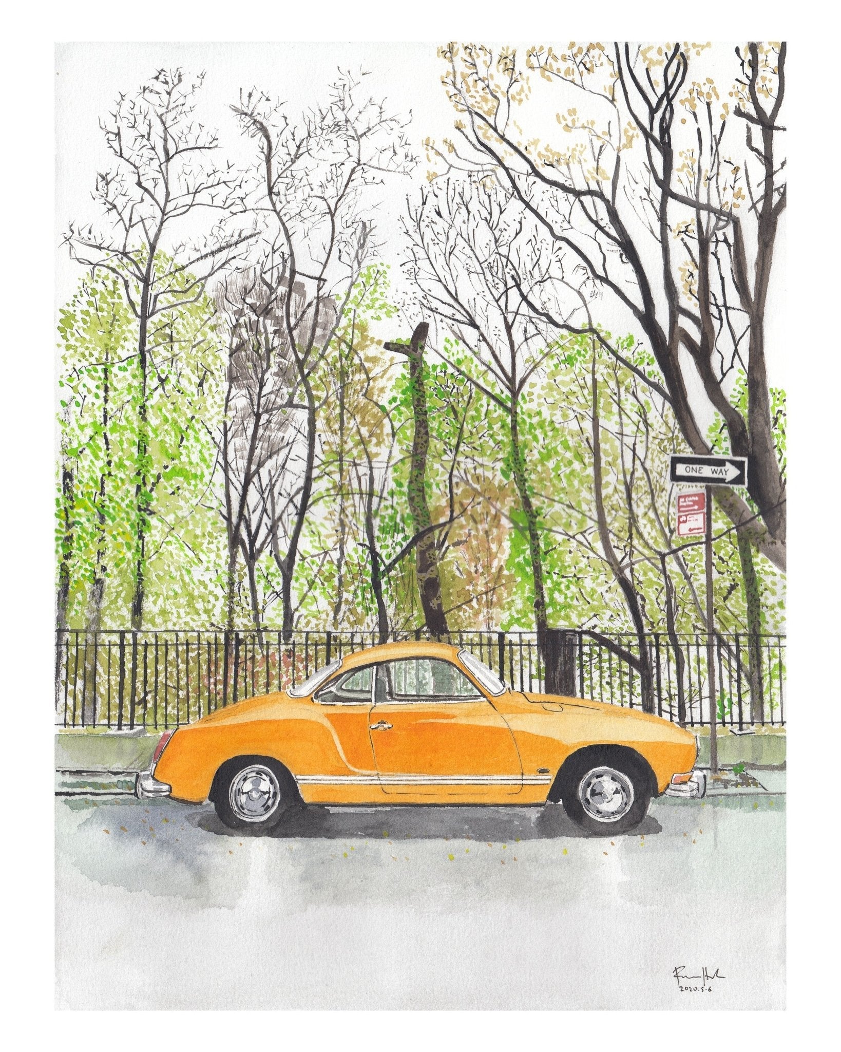 Volkswagen Karmann Ghia, Classic Car, Painting - Che Cose Belle