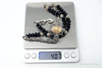 VTG Carved Cameo Shell Black Onyx Marcasite Sterling Silver Necklace - Che Cose Belle