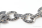 VTG Carved Cameo Shell Black Onyx Marcasite Sterling Silver Necklace - Che Cose Belle