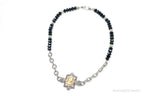 VTG Carved Cameo Shell Black Onyx Marcasite Sterling Silver Necklace - Che Cose Belle