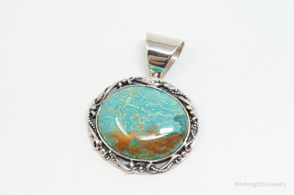 Vtg Designer Desert Rose Trading Co Turquoise Sterling Silver Necklace Pendant - Che Cose Belle