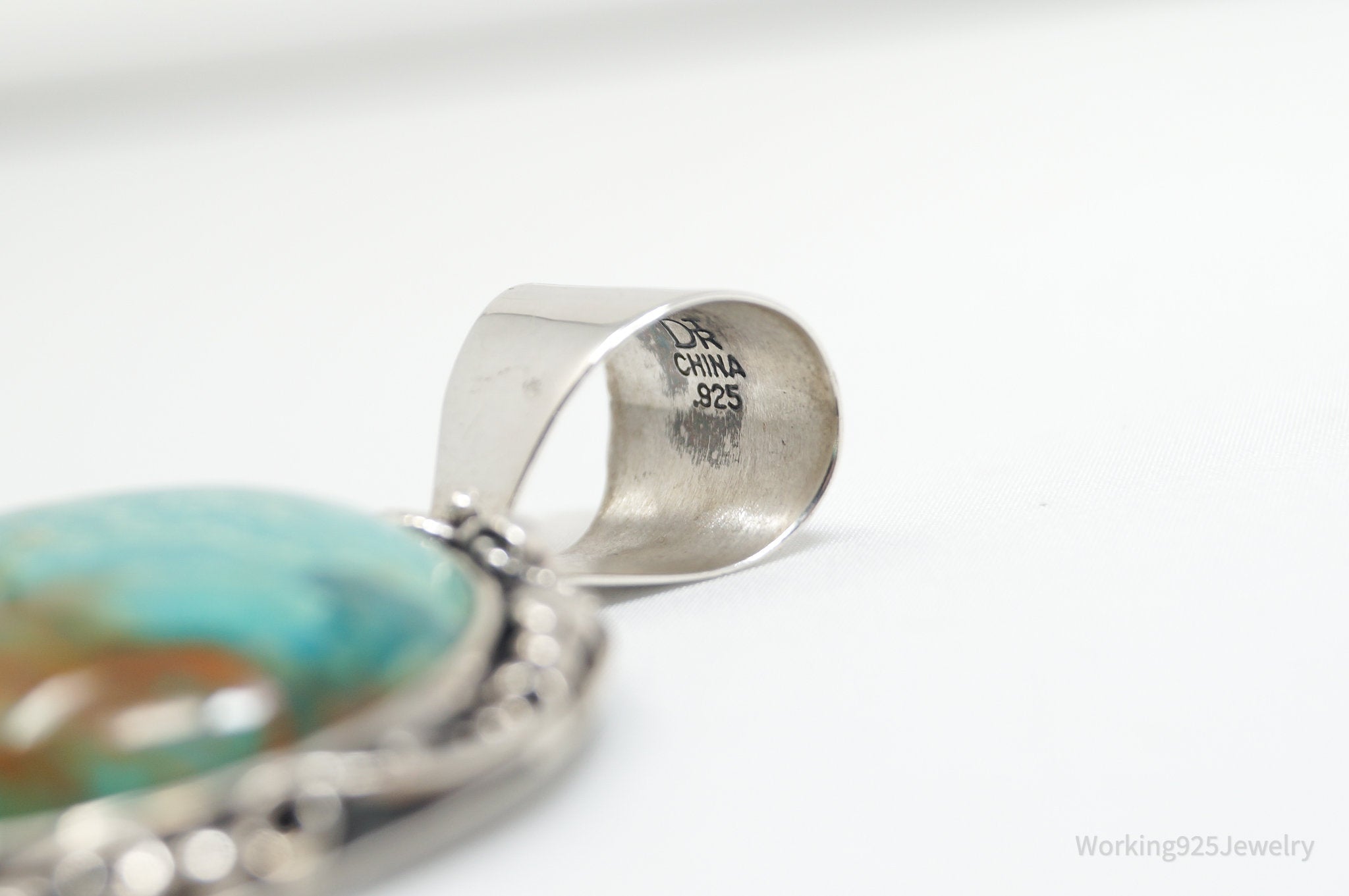 Vtg Designer Desert Rose Trading Co Turquoise Sterling Silver Necklace Pendant - Che Cose Belle