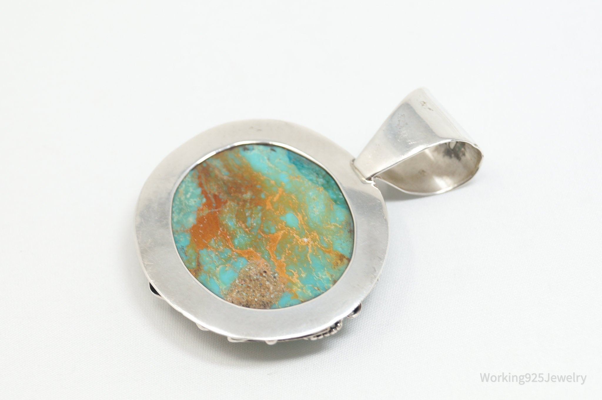 Vtg Designer Desert Rose Trading Co Turquoise Sterling Silver Necklace Pendant - Che Cose Belle