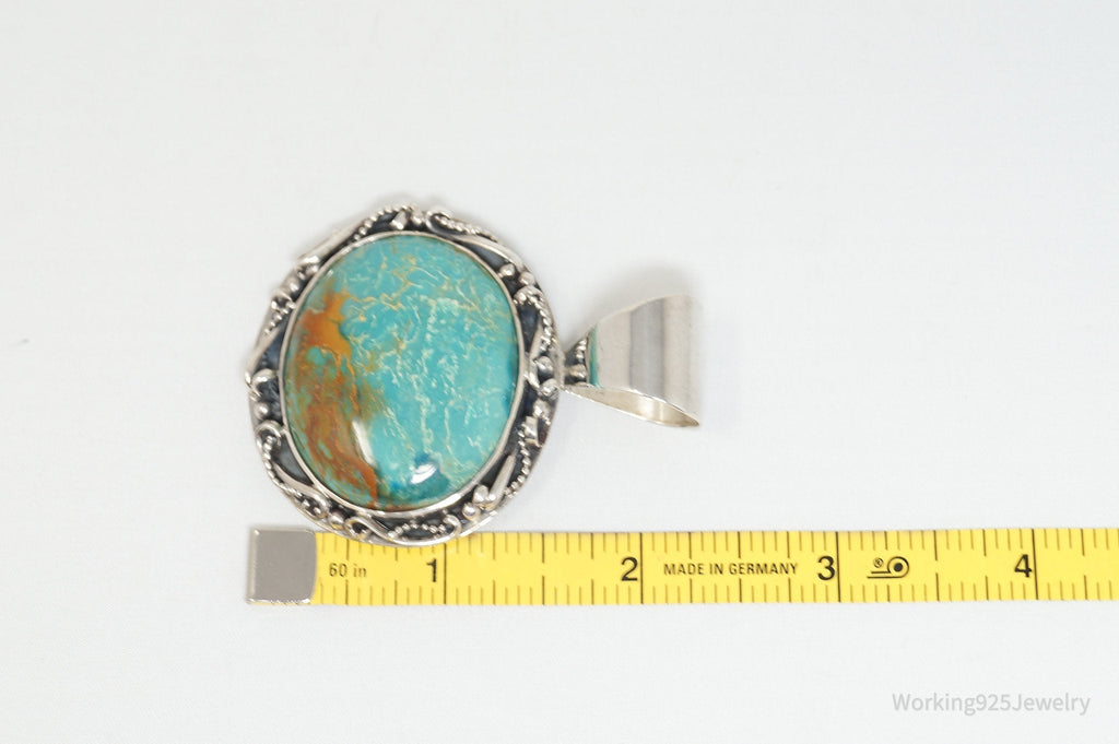 Vtg Designer Desert Rose Trading Co Turquoise Sterling Silver Necklace Pendant - Che Cose Belle