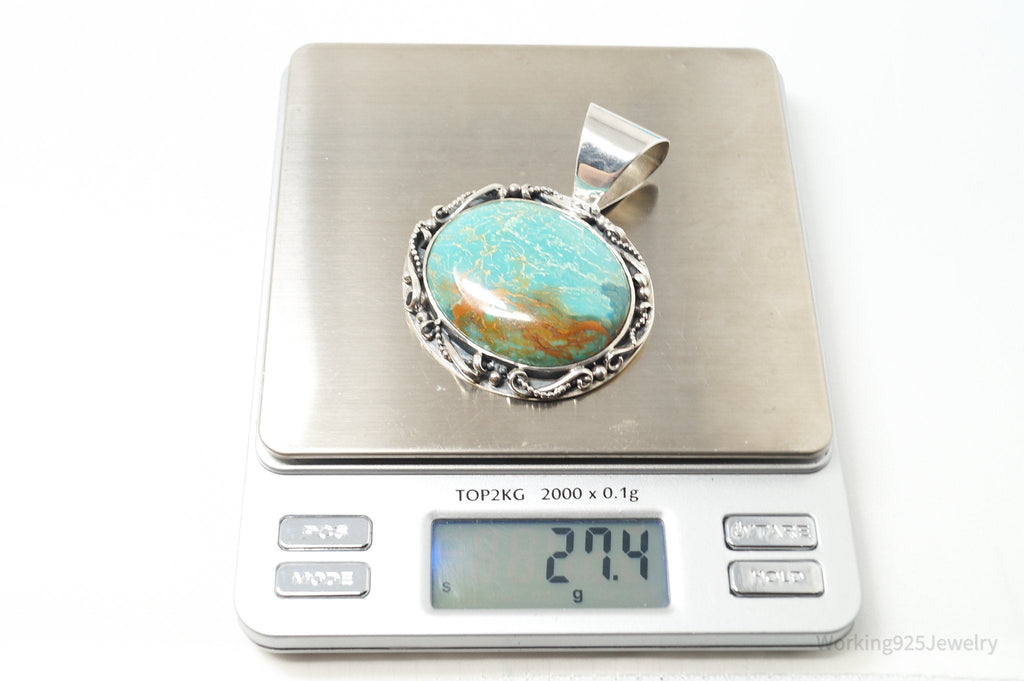 Vtg Designer Desert Rose Trading Co Turquoise Sterling Silver Necklace Pendant - Che Cose Belle