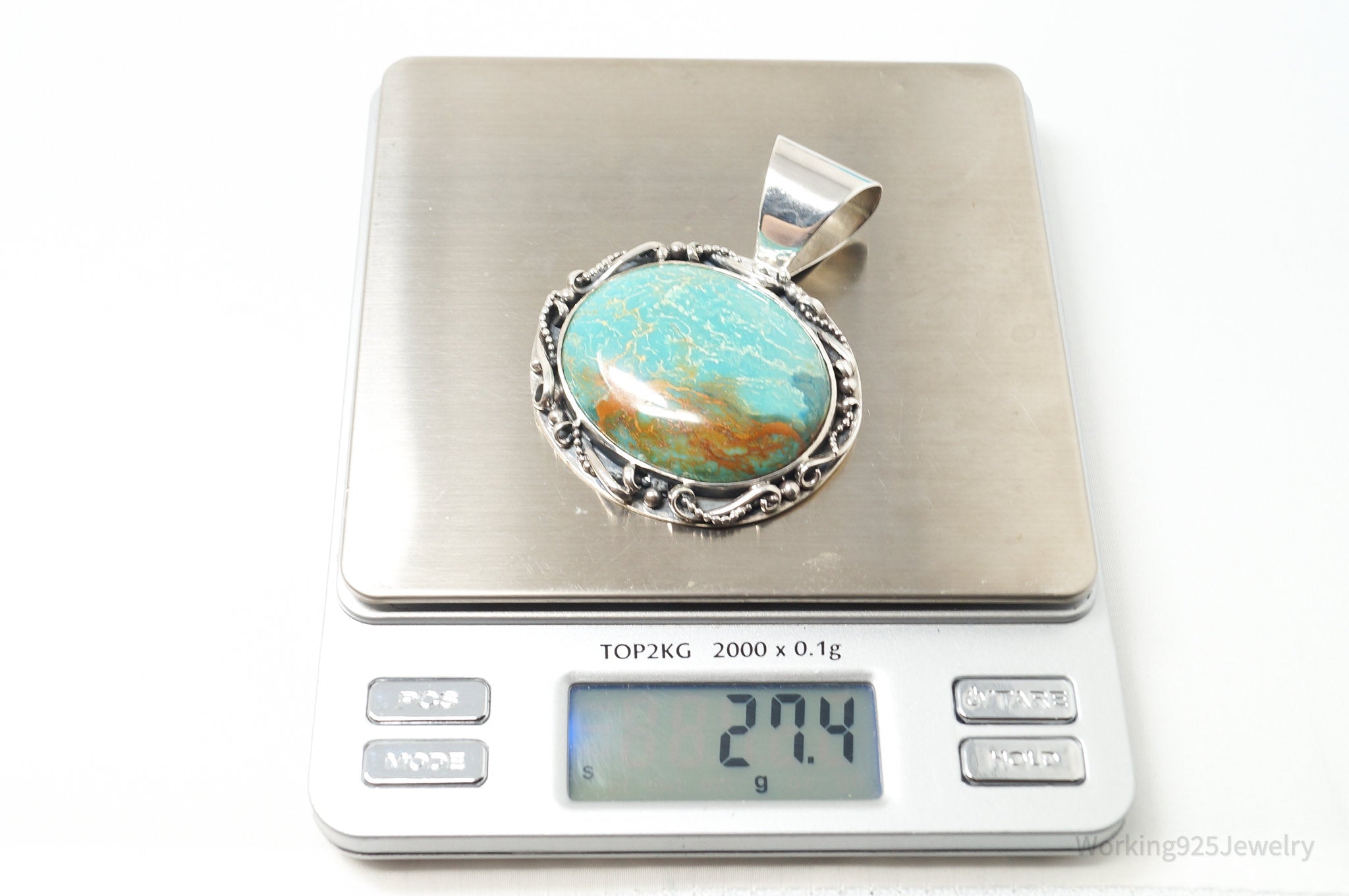 Vtg Designer Desert Rose Trading Co Turquoise Sterling Silver Necklace Pendant - Che Cose Belle