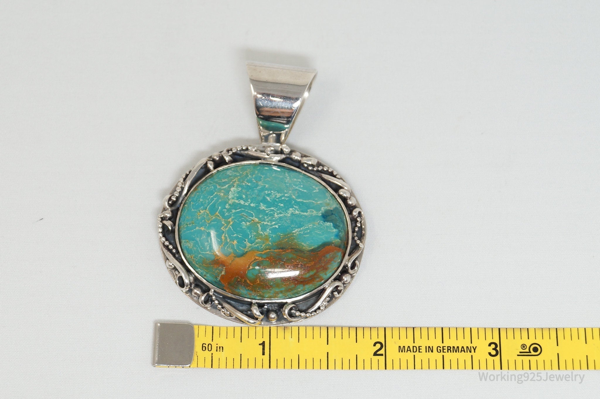 Vtg Designer Desert Rose Trading Co Turquoise Sterling Silver Necklace Pendant - Che Cose Belle