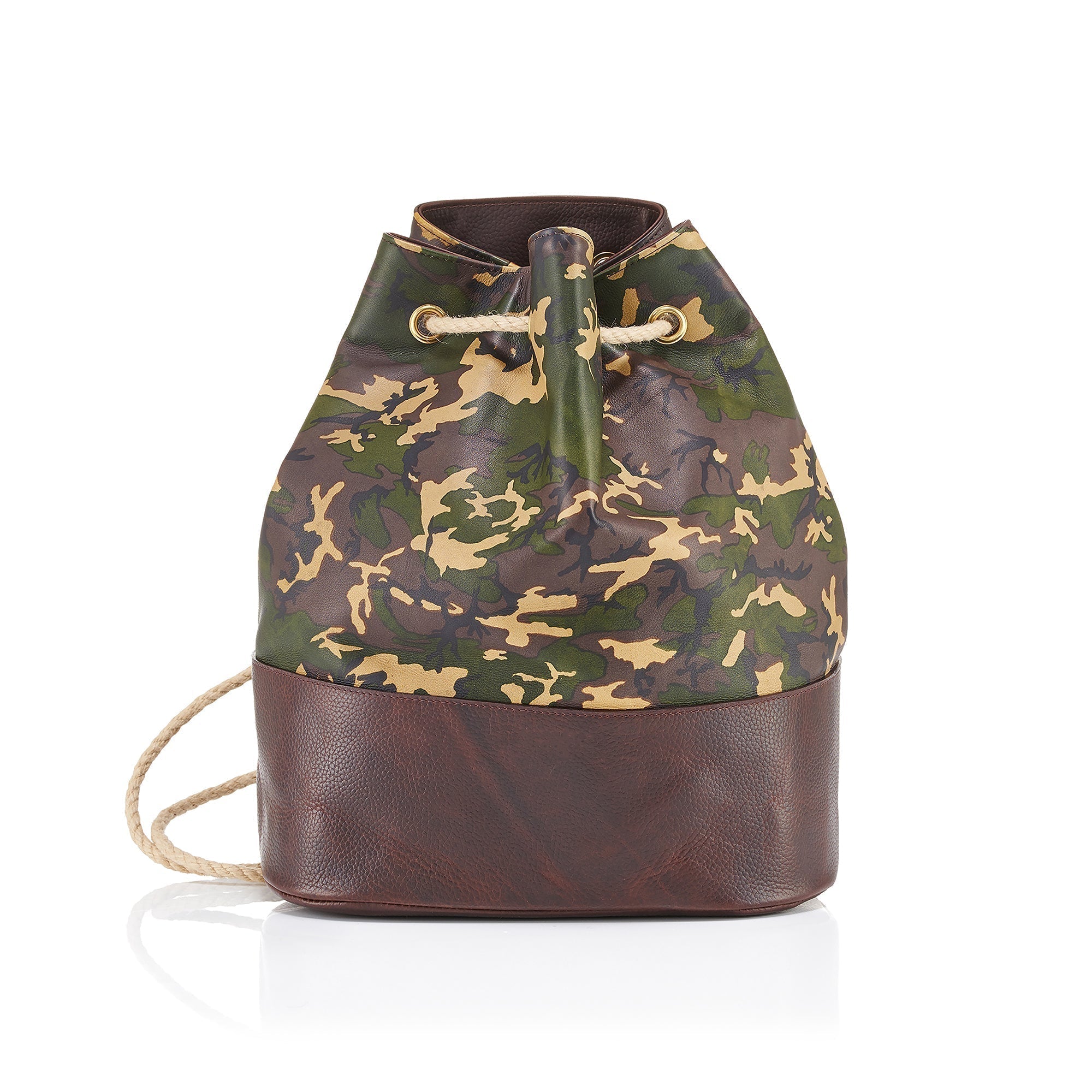 WANDERLUST Leather Duffle Bag ~ Tan Camo - Che Cose Belle