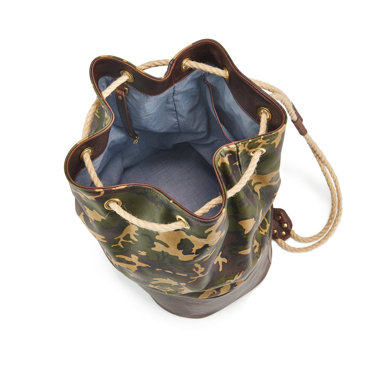WANDERLUST Leather Duffle Bag ~ Tan Camo - Che Cose Belle
