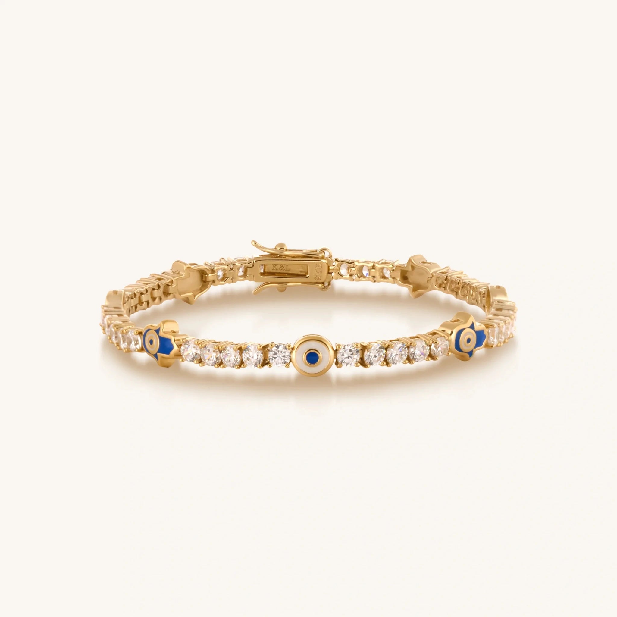 Warden of Peace Gold Evil Eye & Hamsa Tennis Bracelet - Che Cose Belle