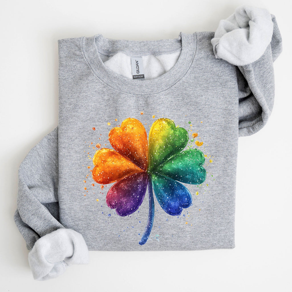 Watercolor Shamrock, St. Paddy's Day Clover, Lucky, Irish, Lucky Charm, St Patrick's Day Sweatshirt - Che Cose Belle