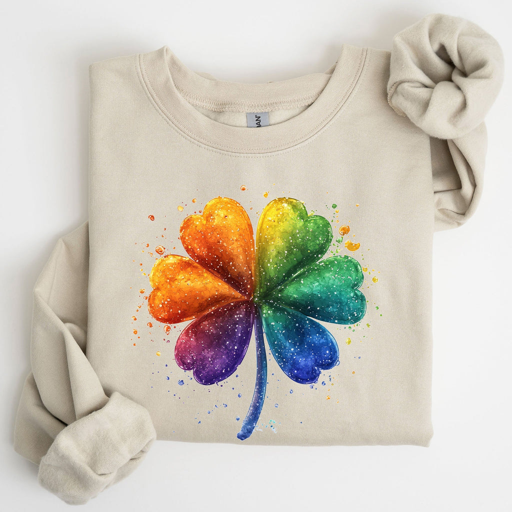 Watercolor Shamrock, St. Paddy's Day Clover, Lucky, Irish, Lucky Charm, St Patrick's Day Sweatshirt - Che Cose Belle
