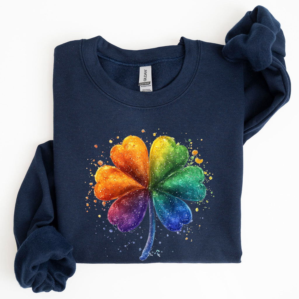 Watercolor Shamrock, St. Paddy's Day Clover, Lucky, Irish, Lucky Charm, St Patrick's Day Sweatshirt - Che Cose Belle