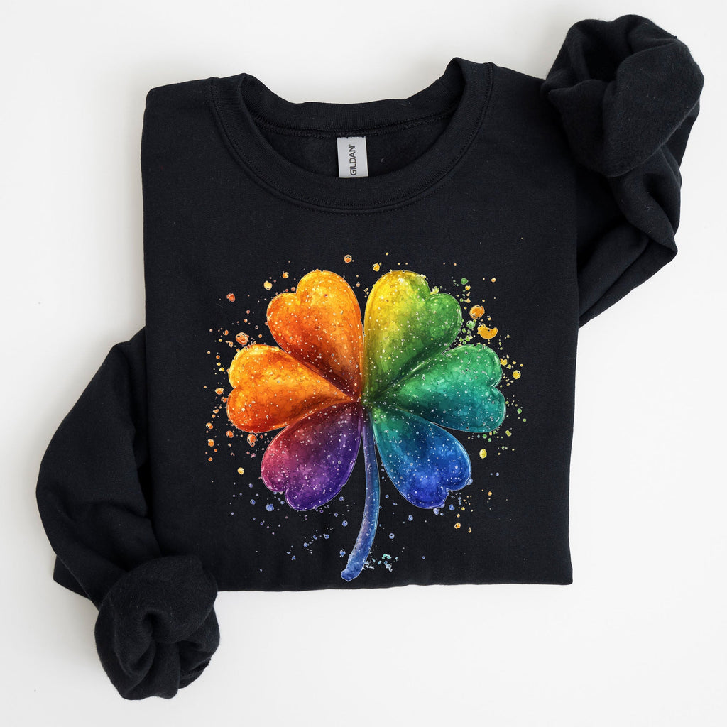 Watercolor Shamrock, St. Paddy's Day Clover, Lucky, Irish, Lucky Charm, St Patrick's Day Sweatshirt - Che Cose Belle
