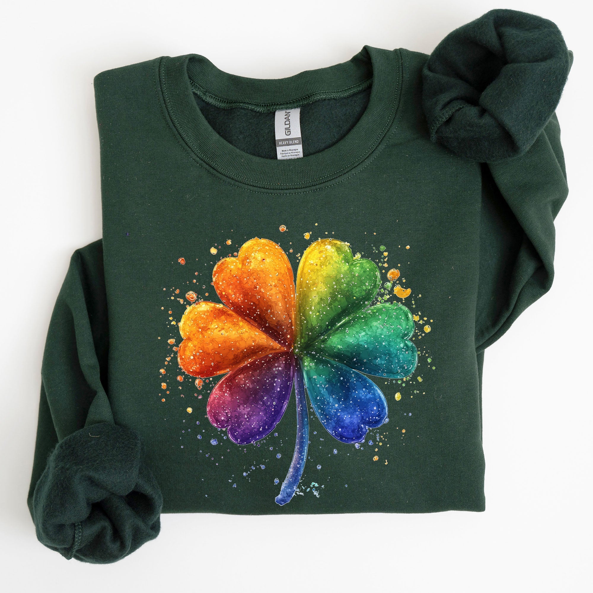 Watercolor Shamrock, St. Paddy's Day Clover, Lucky, Irish, Lucky Charm, St Patrick's Day Sweatshirt - Che Cose Belle