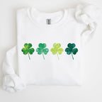 Watercolor Shamrocks In A Row, St Patrick's Day Sweatshirt - Che Cose Belle
