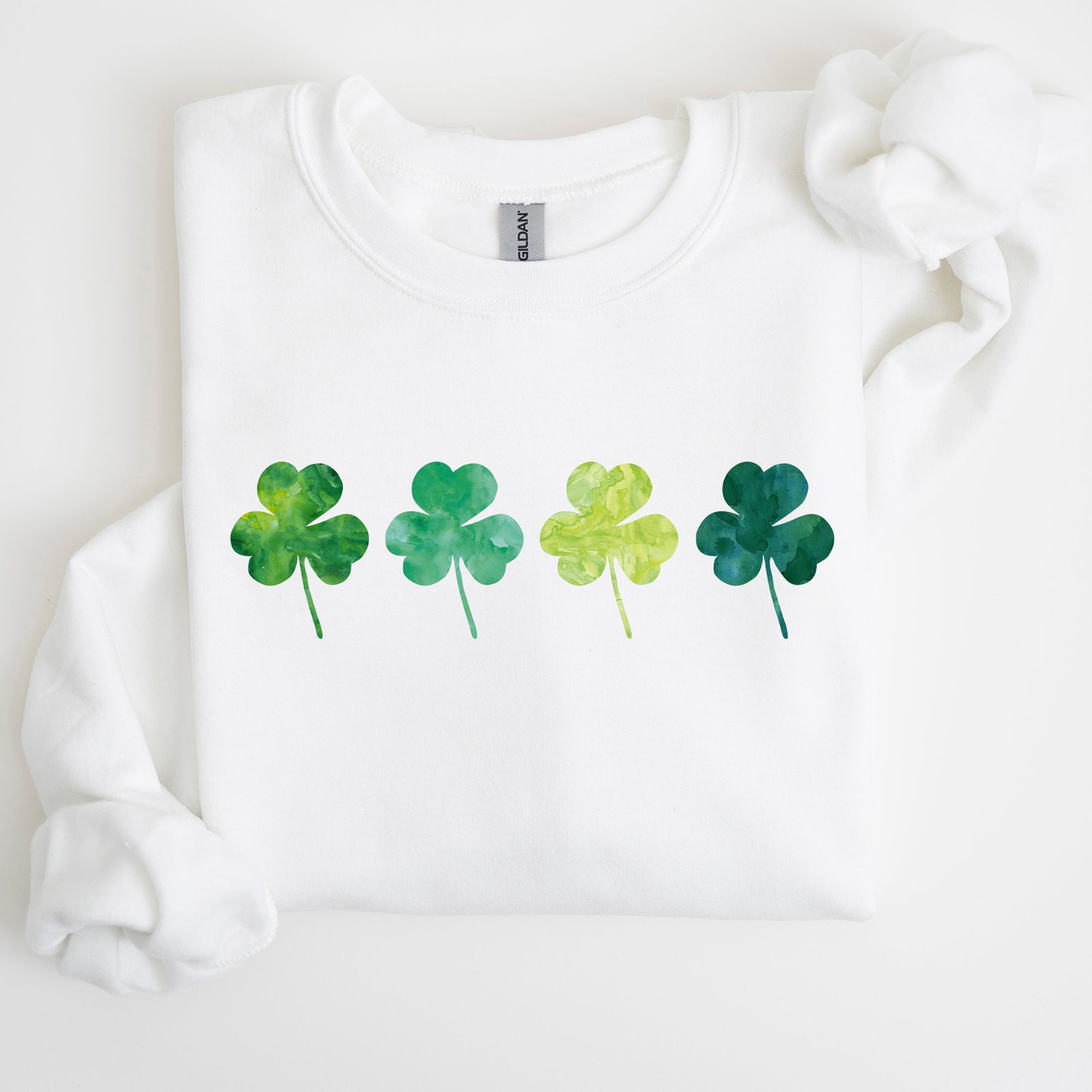 Watercolor Shamrocks In A Row, St Patrick's Day Sweatshirt - Che Cose Belle