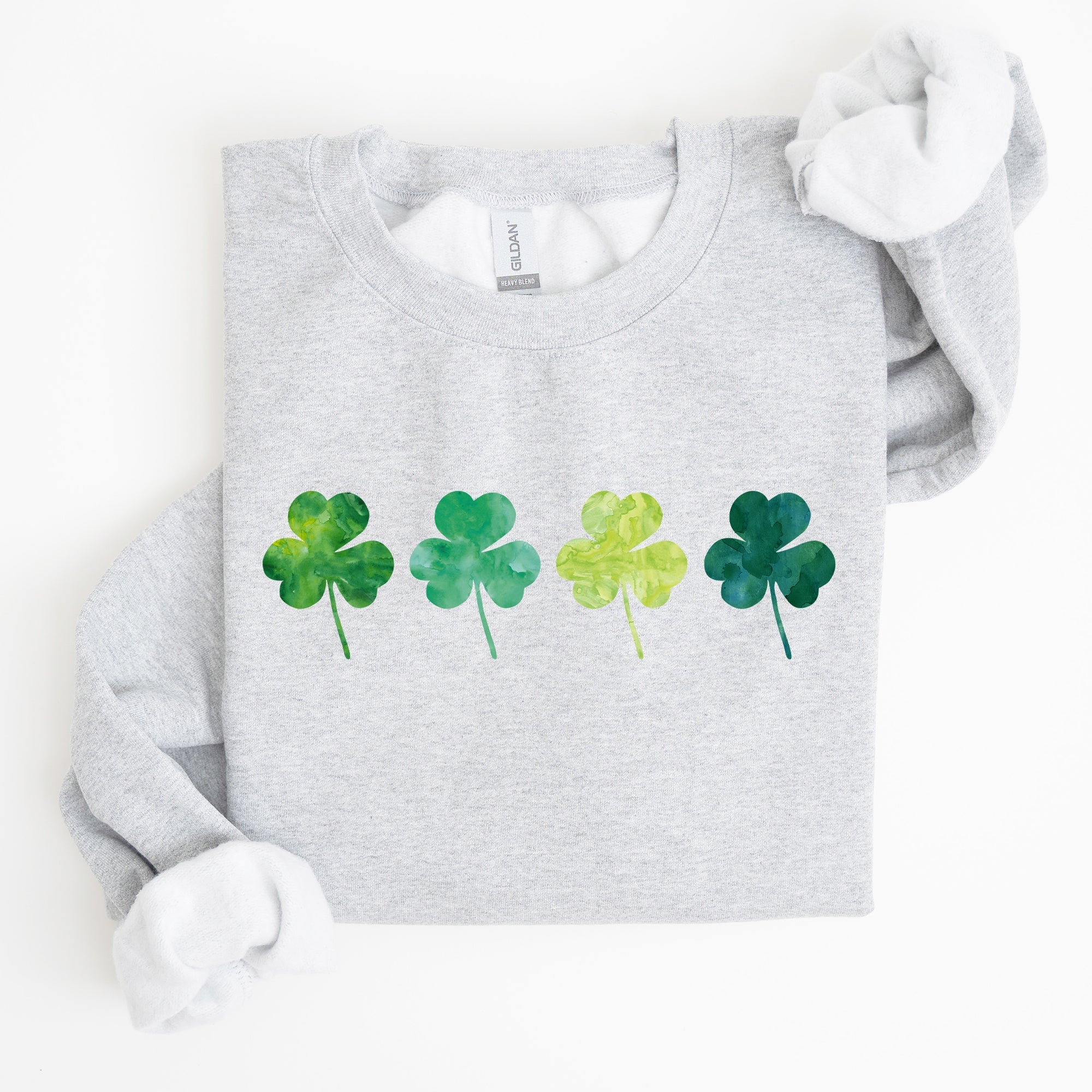 Watercolor Shamrocks In A Row, St Patrick's Day Sweatshirt - Che Cose Belle
