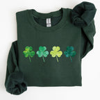 Watercolor Shamrocks In A Row, St Patrick's Day Sweatshirt - Che Cose Belle