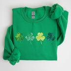 Watercolor Shamrocks In A Row, St Patrick's Day Sweatshirt - Che Cose Belle