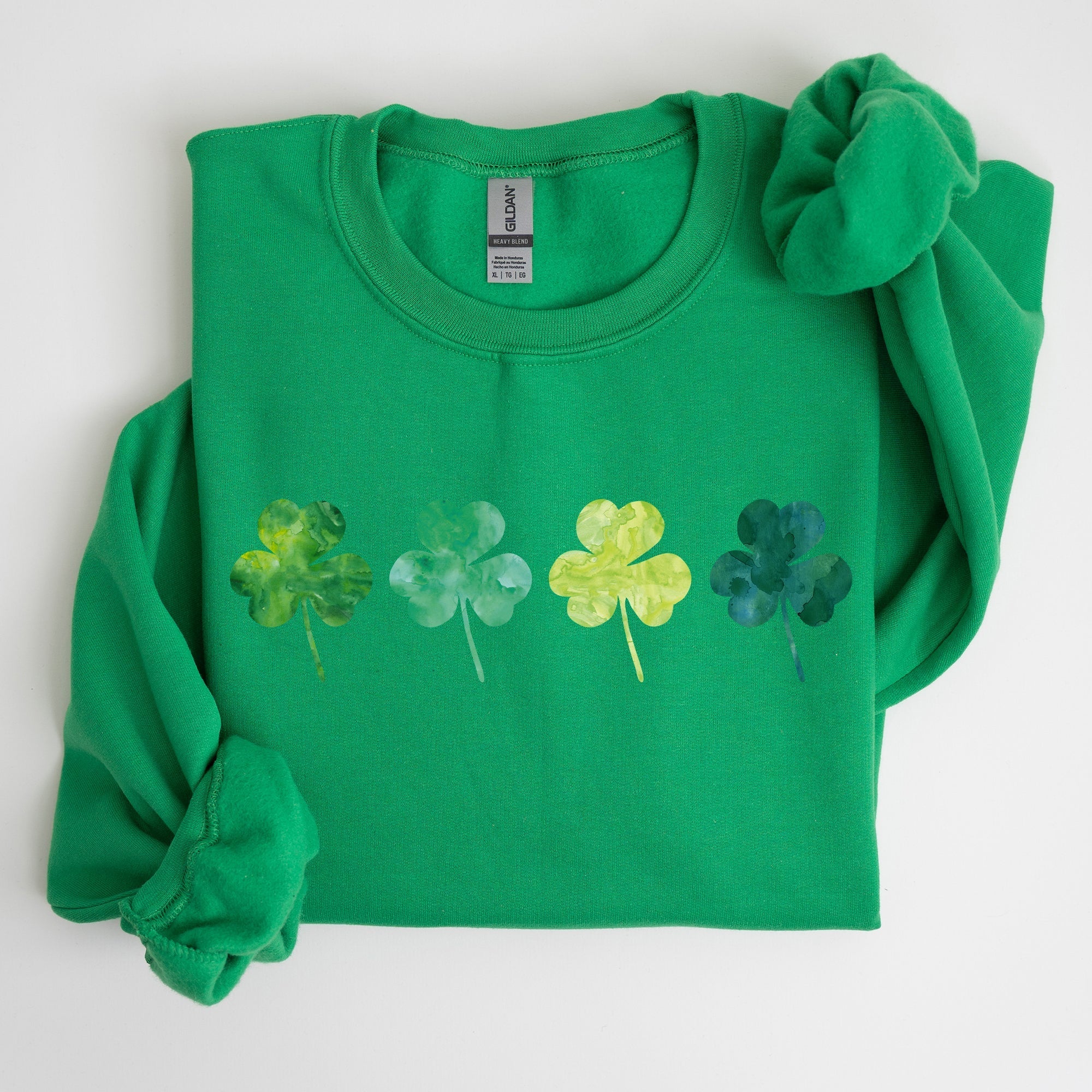 Watercolor Shamrocks In A Row, St Patrick's Day Sweatshirt - Che Cose Belle
