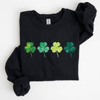 Watercolor Shamrocks In A Row, St Patrick's Day Sweatshirt - Che Cose Belle