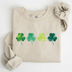 Watercolor Shamrocks In A Row, St Patrick's Day Sweatshirt - Che Cose Belle